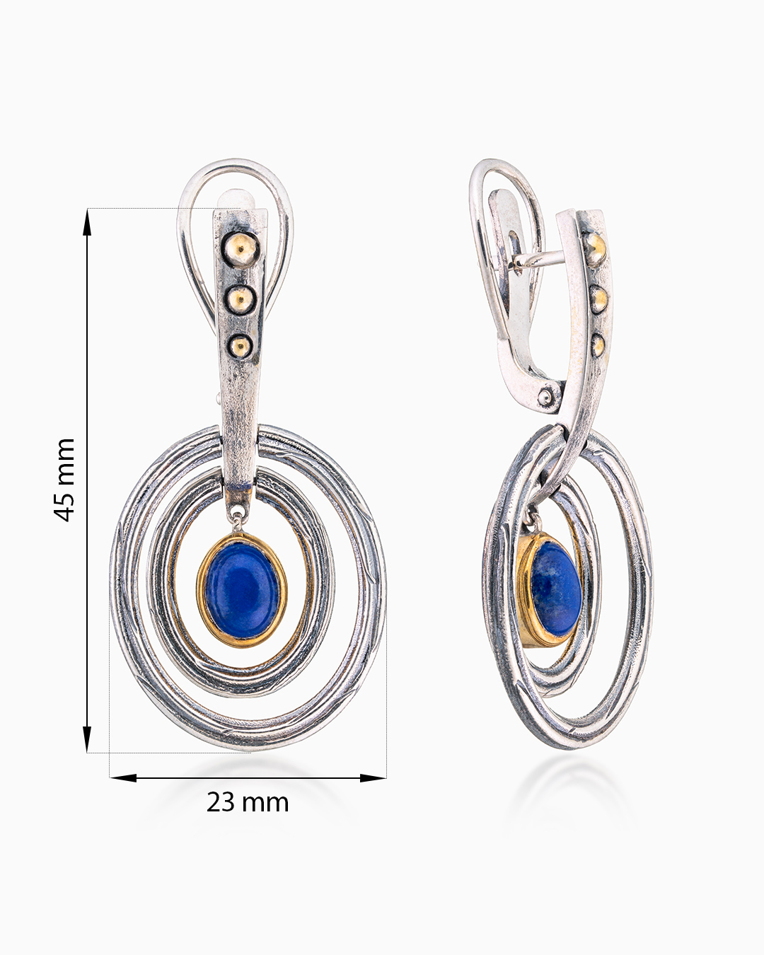 Серьги из серебра с камнем лазурит - фото 2