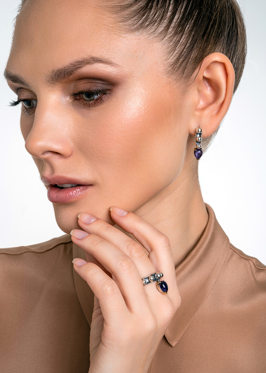 Серьги из серебра с камнем аметист | Ювелирные украшения Sarkissian - фото 13