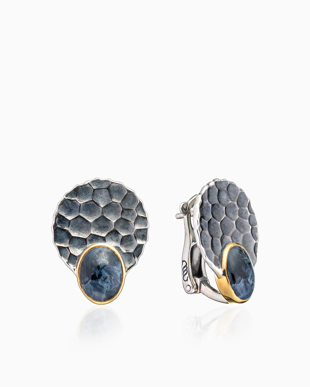 Серьги из серебра с камнем питерсит - фото 1