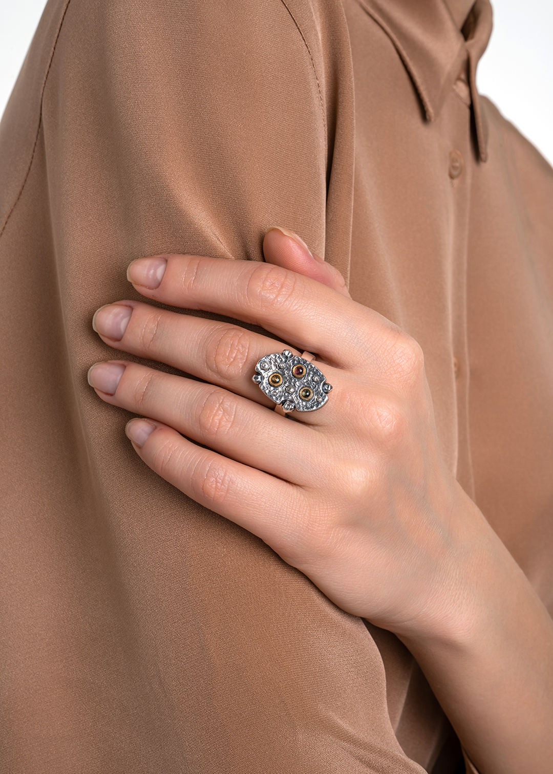 Кольцо из серебра с камнем турмалин - фото 2