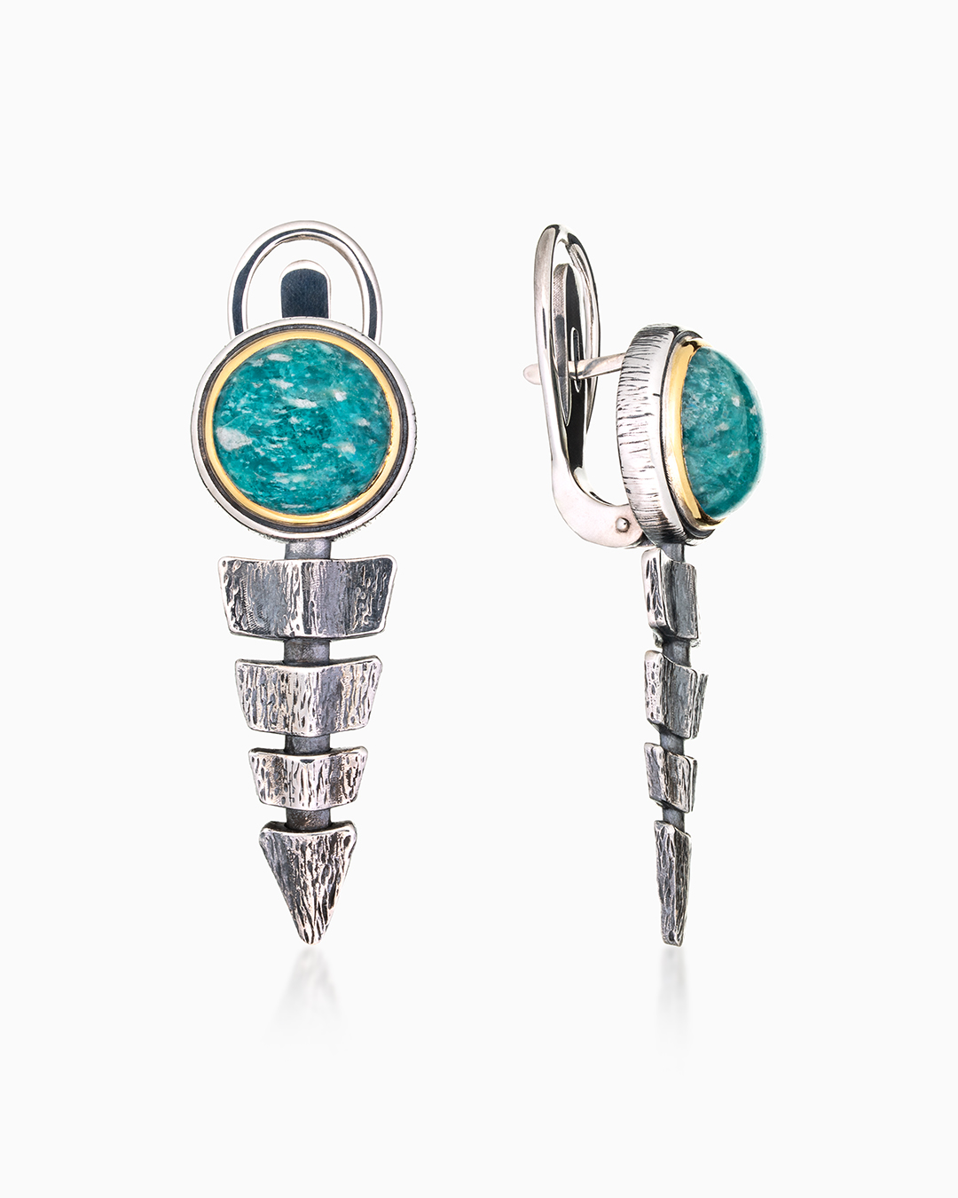 Серьги из серебра с камнем амазонит | Ювелирные украшения Sarkissian - фото 2