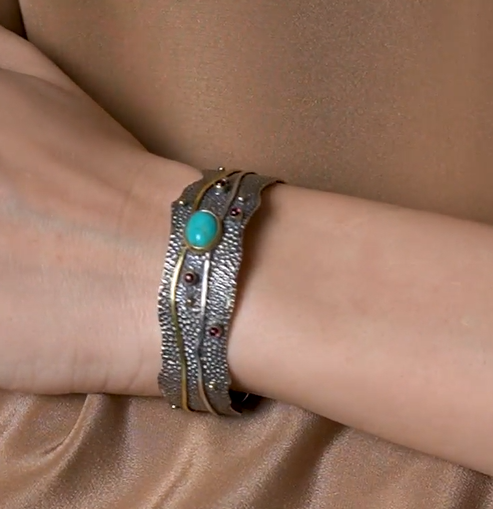 Браслет из серебра с камнем бирюза | Ювелирные украшения Sarkissian - фото 3 d