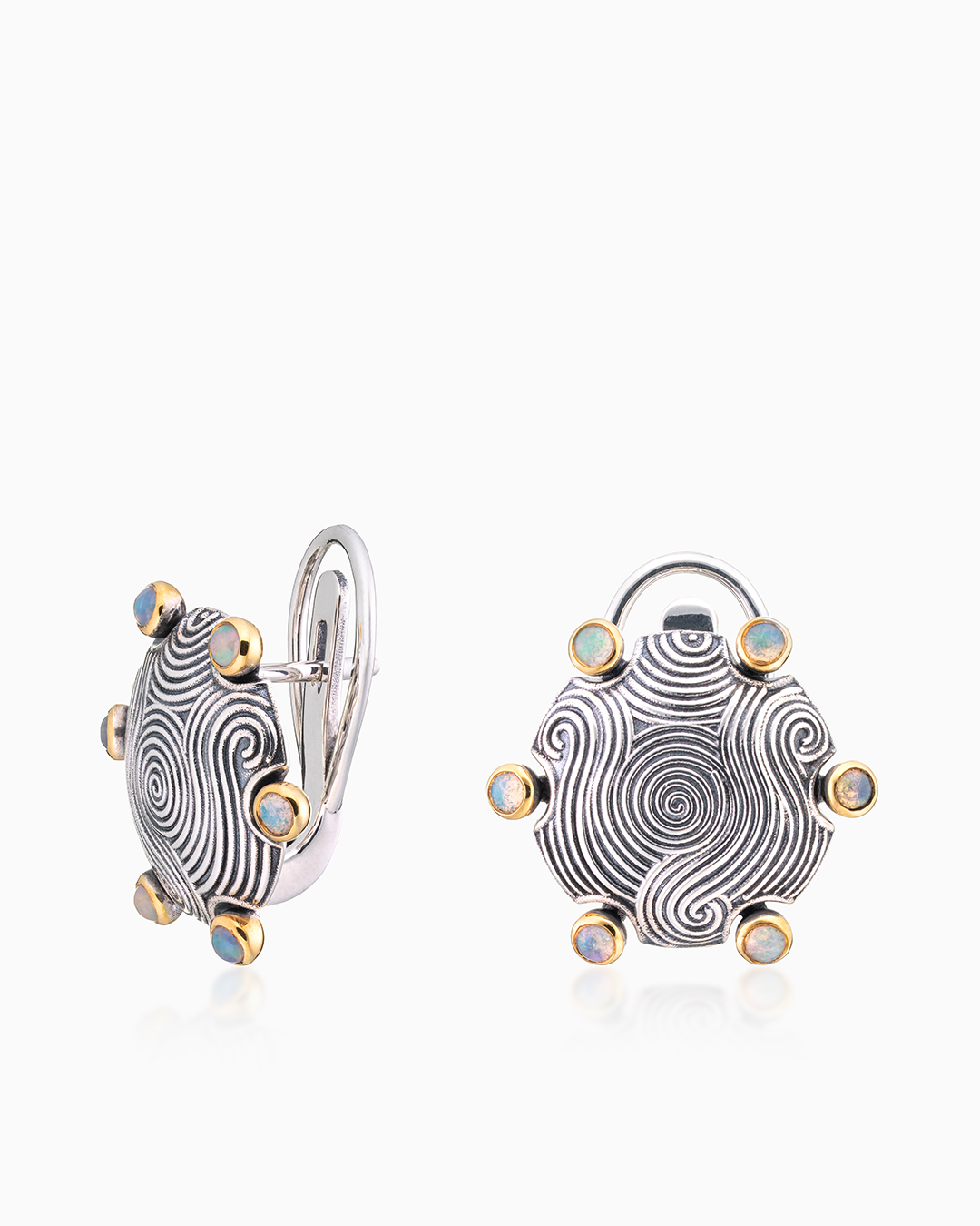 Серьги из серебра с камнем опал - фото 1