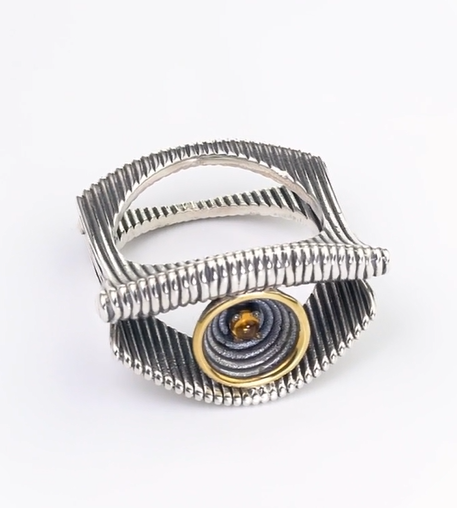 Кольцо из серебра с камнем цитрин | Ювелирные украшения Sarkissian - фото 3 d