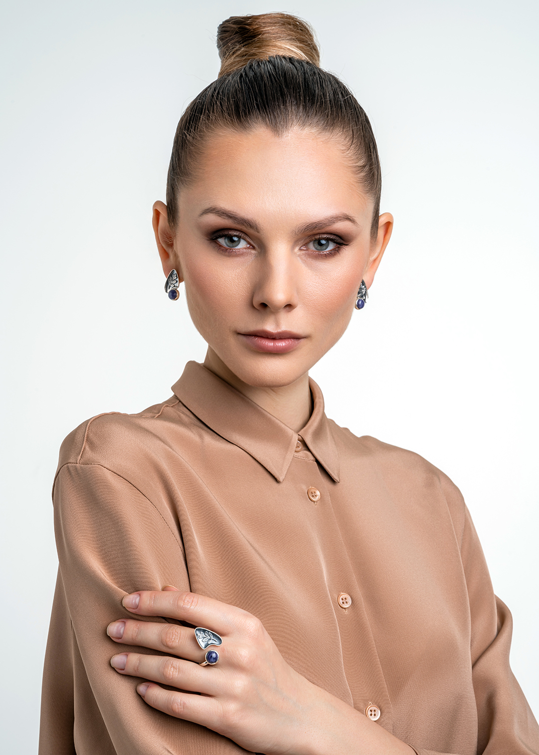 Серьги из серебра с камнем чароит | Ювелирные украшения Sarkissian - фото 15