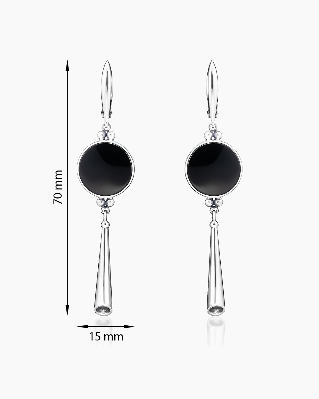 Серьги из серебра с камнем оникс - фото 2