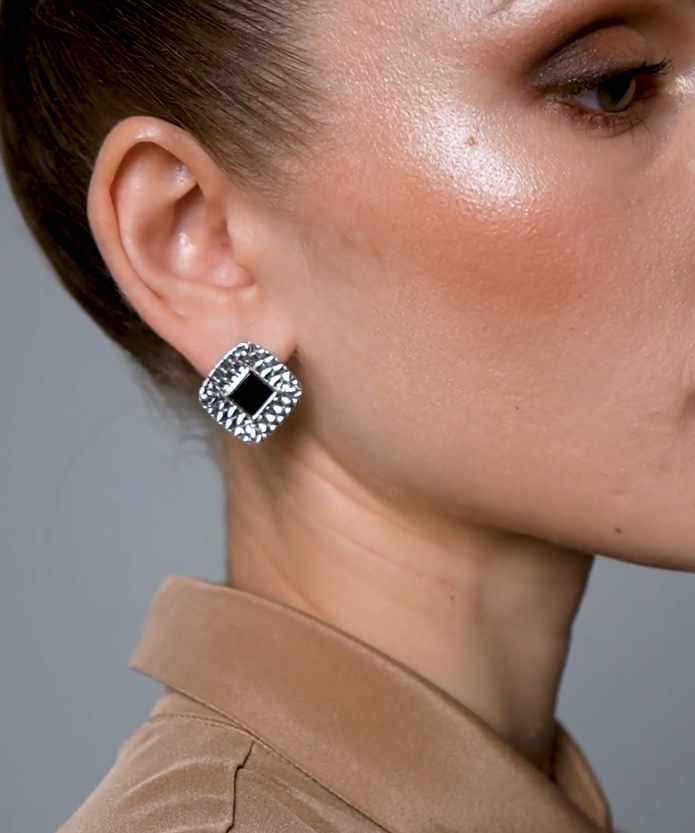 Серьги из серебра с камнем оникс | Ювелирные украшения Sarkissian - фото 9 d