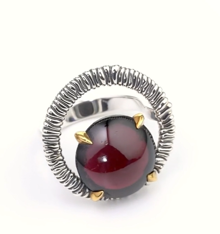 Кольцо из серебра с камнем гранат | Ювелирные украшения Sarkissian - фото 11 d