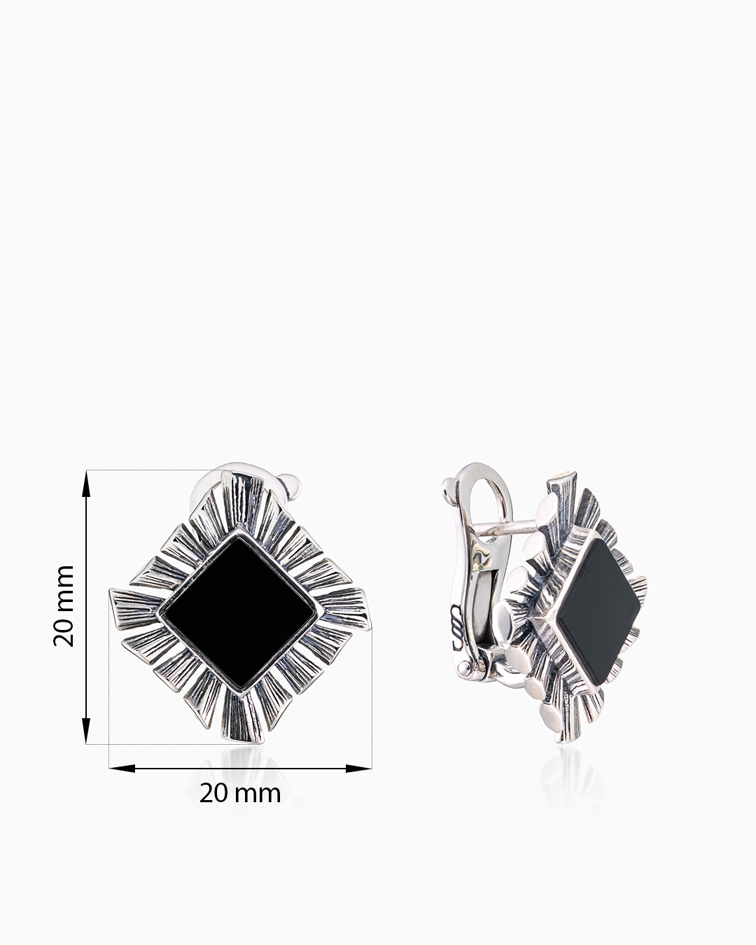 Серьги из серебра с камнем оникс - фото 2