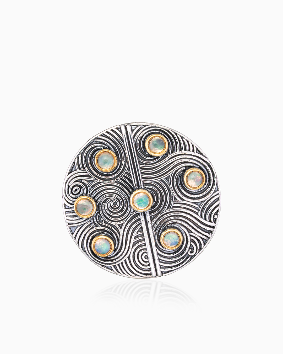 Брошь из серебра с камнем опал - фото 1