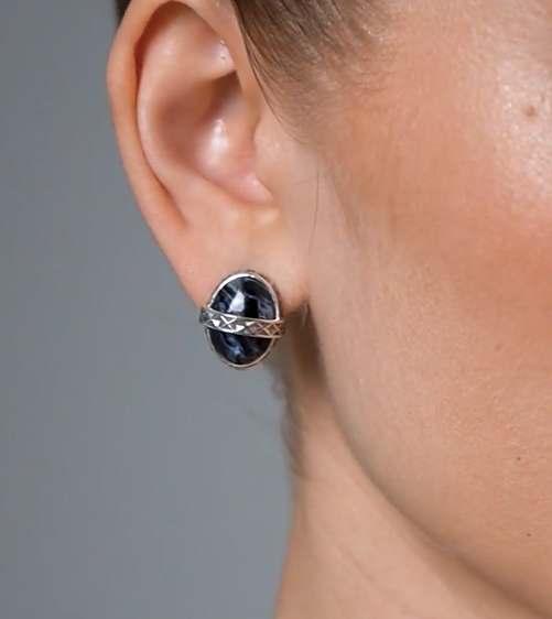 Серьги из серебра с камнем питерсит | Ювелирные украшения Sarkissian - фото 8 d