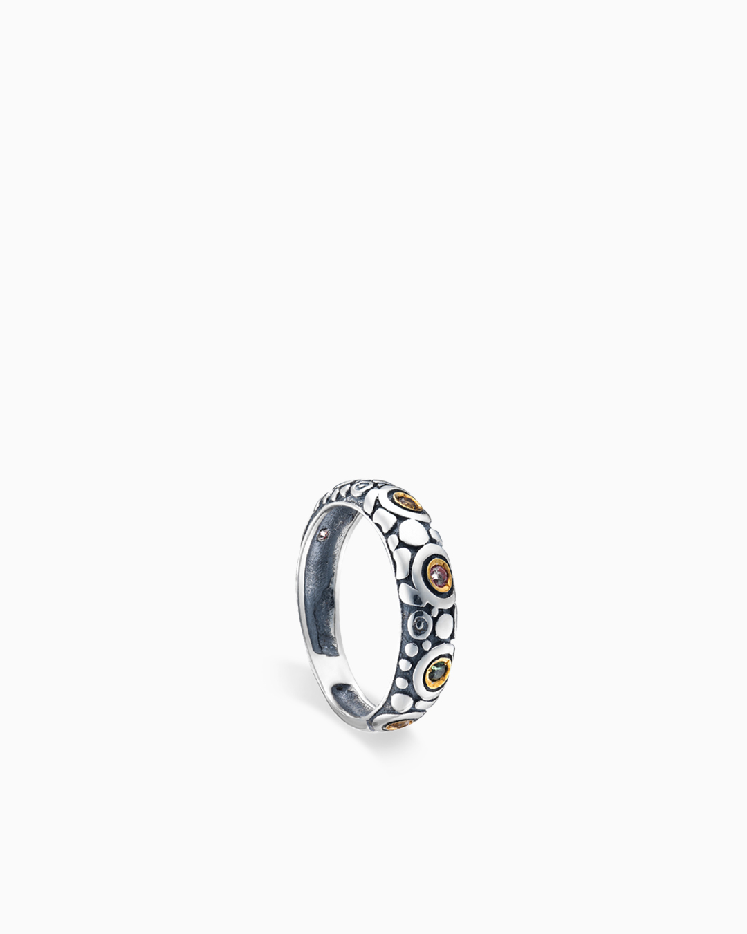 Тонкое серебряное кольцо с турмалинами - фото 1