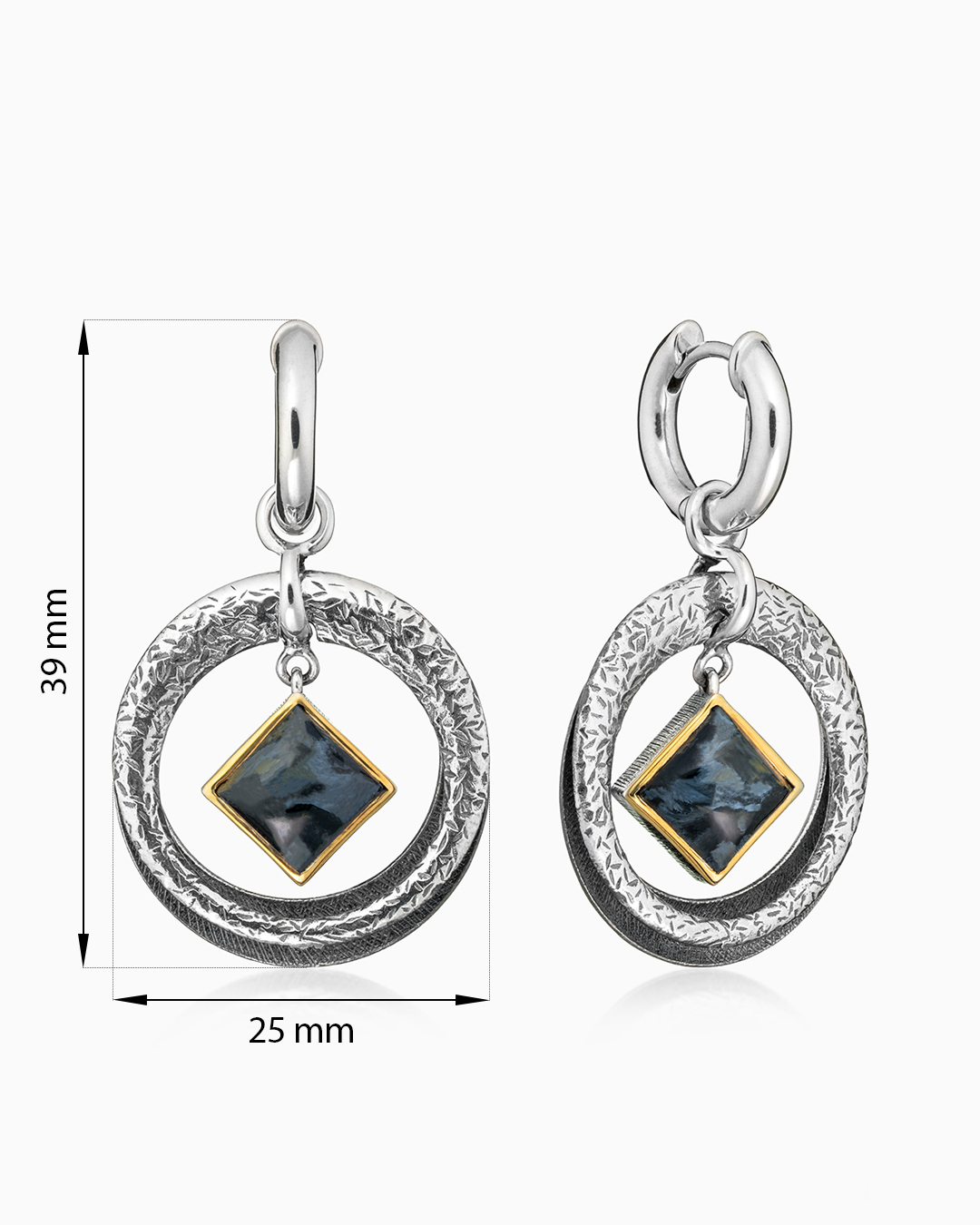 Серьги из серебра с камнем питерсит - фото 2