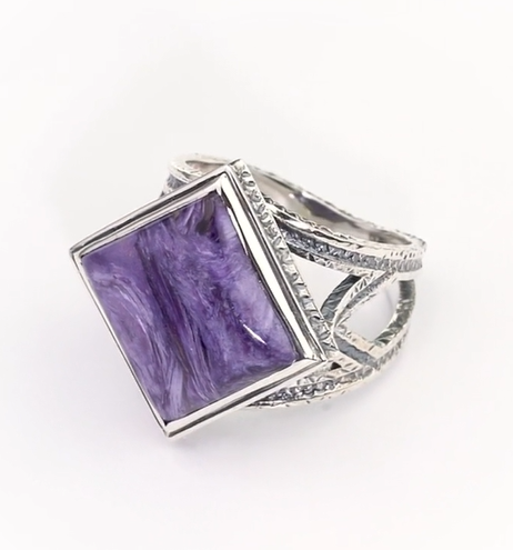 Cеребряное кольцо с чароитом | Ювелирные украшения Sarkissian - фото 3 d