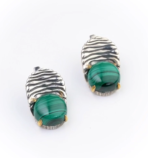 Серьги с малахитом из серебра | Ювелирные украшения Sarkissian - фото 2 d