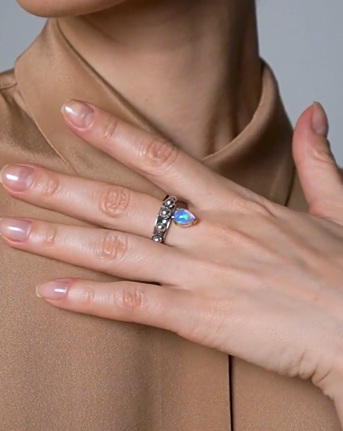 Кольцо из серебра с камнем опал | Ювелирные украшения Sarkissian - фото 7 d