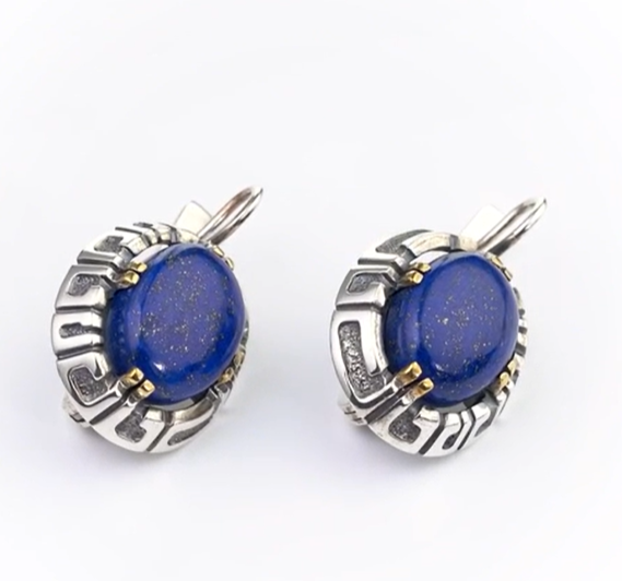 Серьги из серебра с камнем лазурит | Ювелирные украшения Sarkissian - фото 2 d