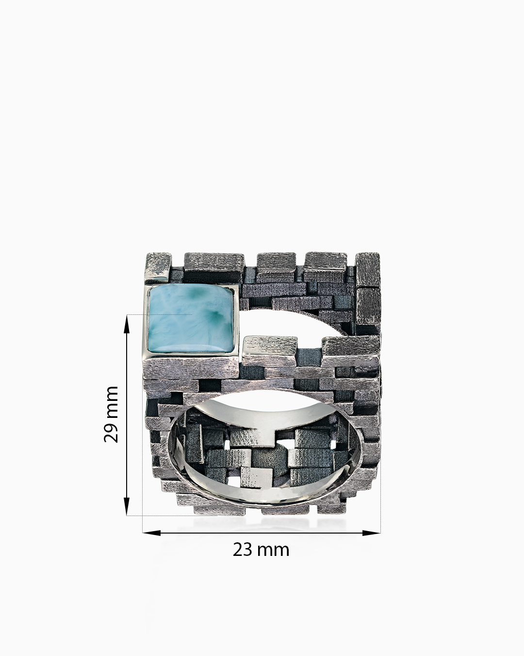 Кольцо из серебра с камнем ларимар | Ювелирные украшения Sarkissian - фото 8