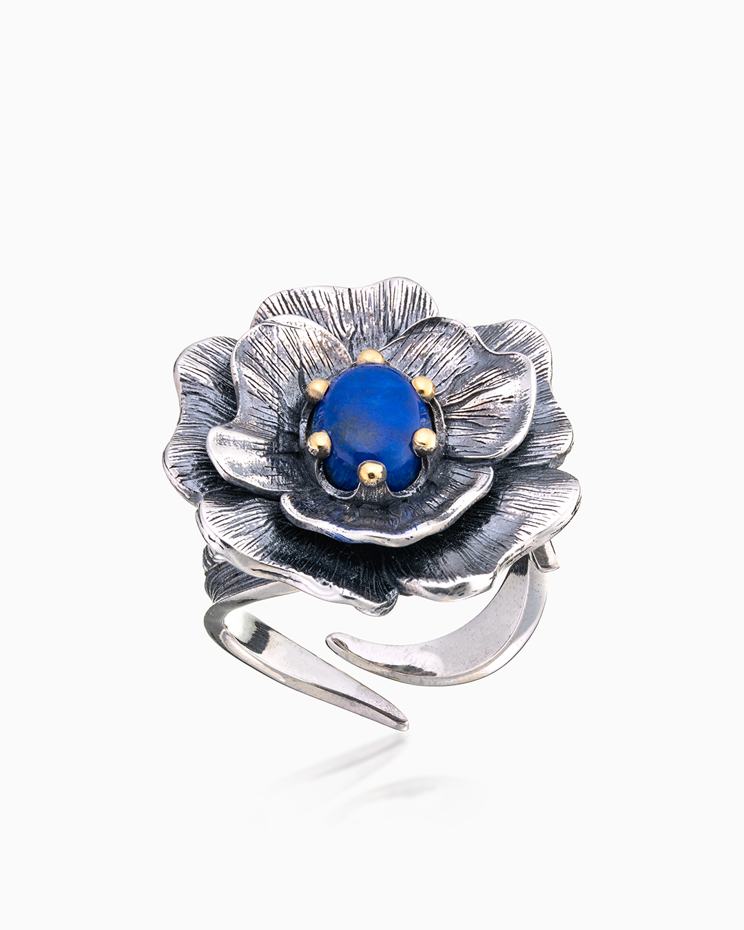 Кольцо из серебра с камнем лазурит - фото 2