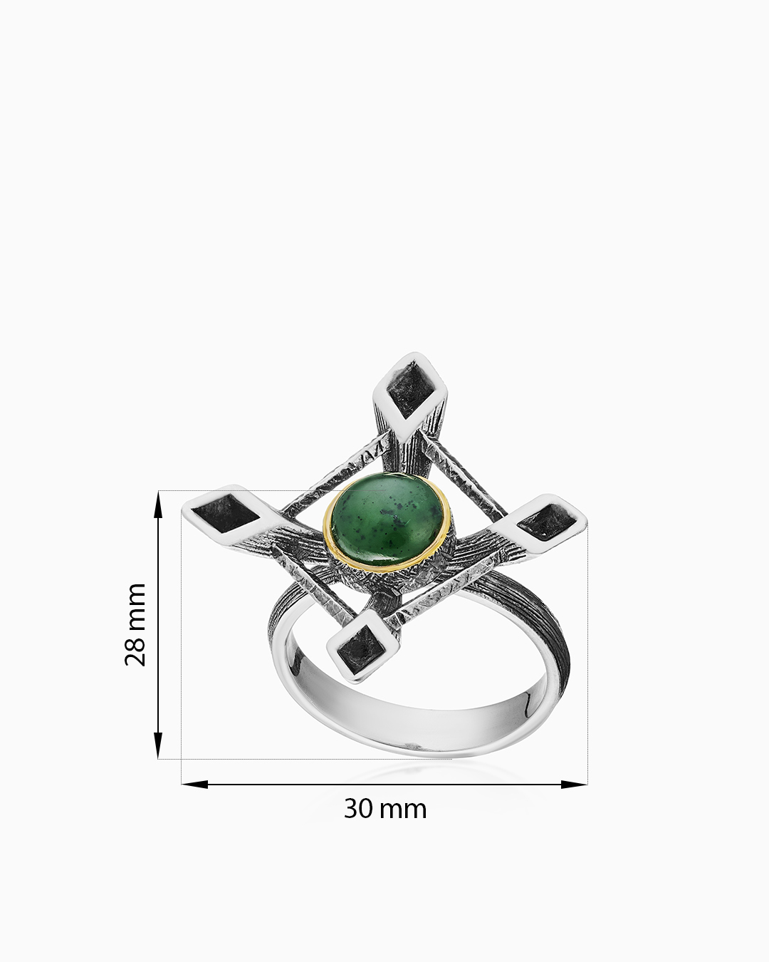 Кольцо из серебра с камнем нефрит | Ювелирные украшения Sarkissian - фото 8