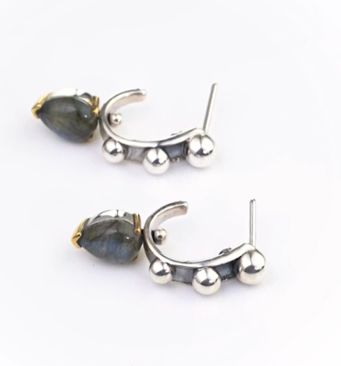 Серьги из серебра с камнем лабрадор | Ювелирные украшения Sarkissian - фото 8 d