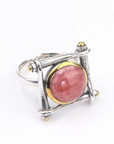 Кольцо из серебра с камнем родохрозит | Ювелирные украшения Sarkissian - фото 4 d
