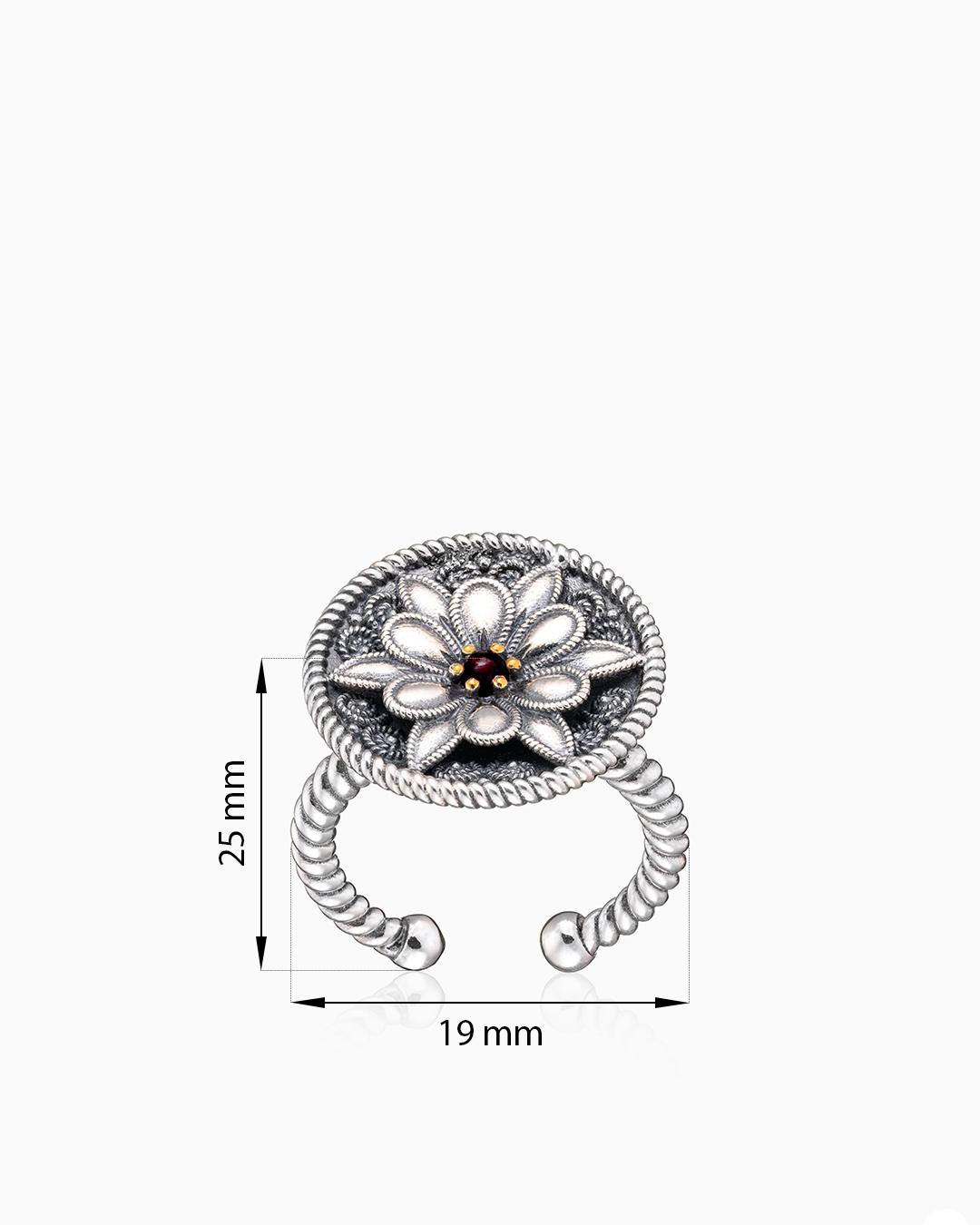 Кольцо из серебра с камнем гранат | Ювелирные украшения Sarkissian - фото 8