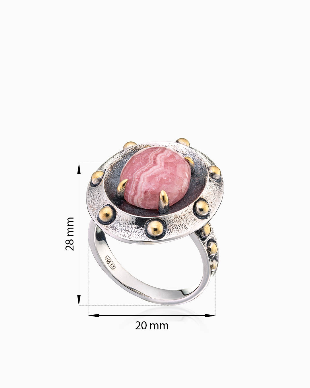 Кольцо из серебра с камнем родохрозит | Ювелирные украшения Sarkissian - фото 8