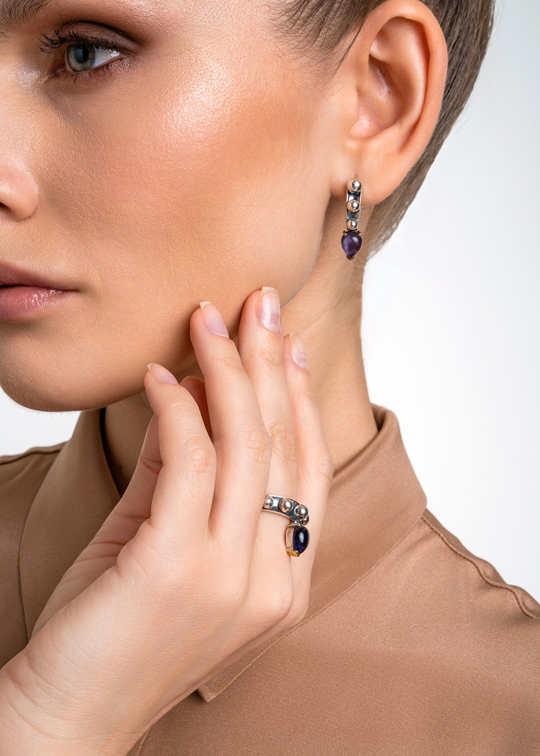 Серьги из серебра с камнем аметист | Ювелирные украшения Sarkissian - фото 14