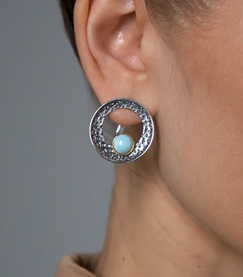 Серьги из серебра с камнем ларимар | Ювелирные украшения Sarkissian - фото 7 d