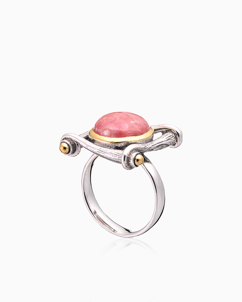 Кольцо из серебра с камнем родохрозит - фото 1