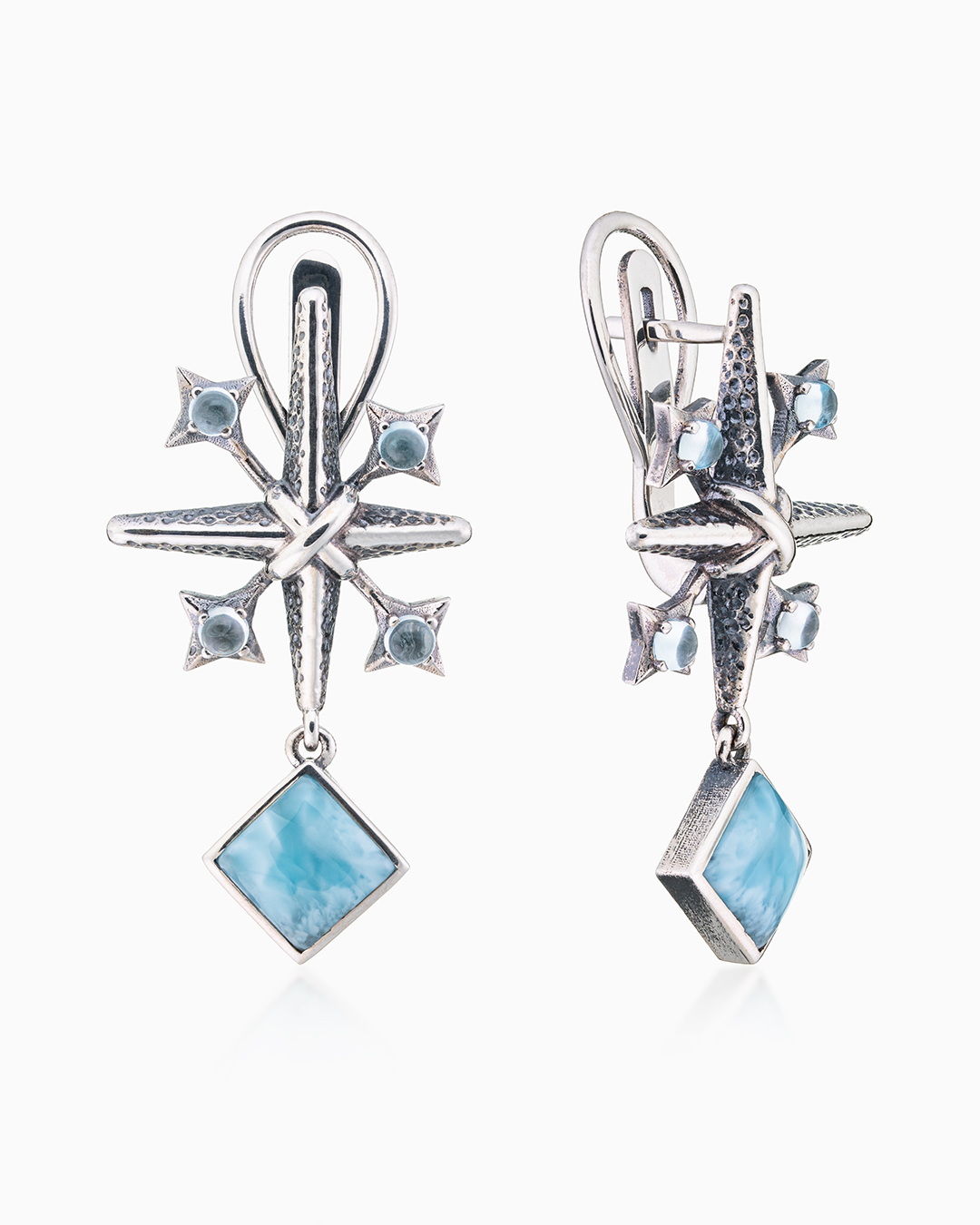 Серьги из серебра с камнем ларимар | Ювелирные украшения Sarkissian - фото 8