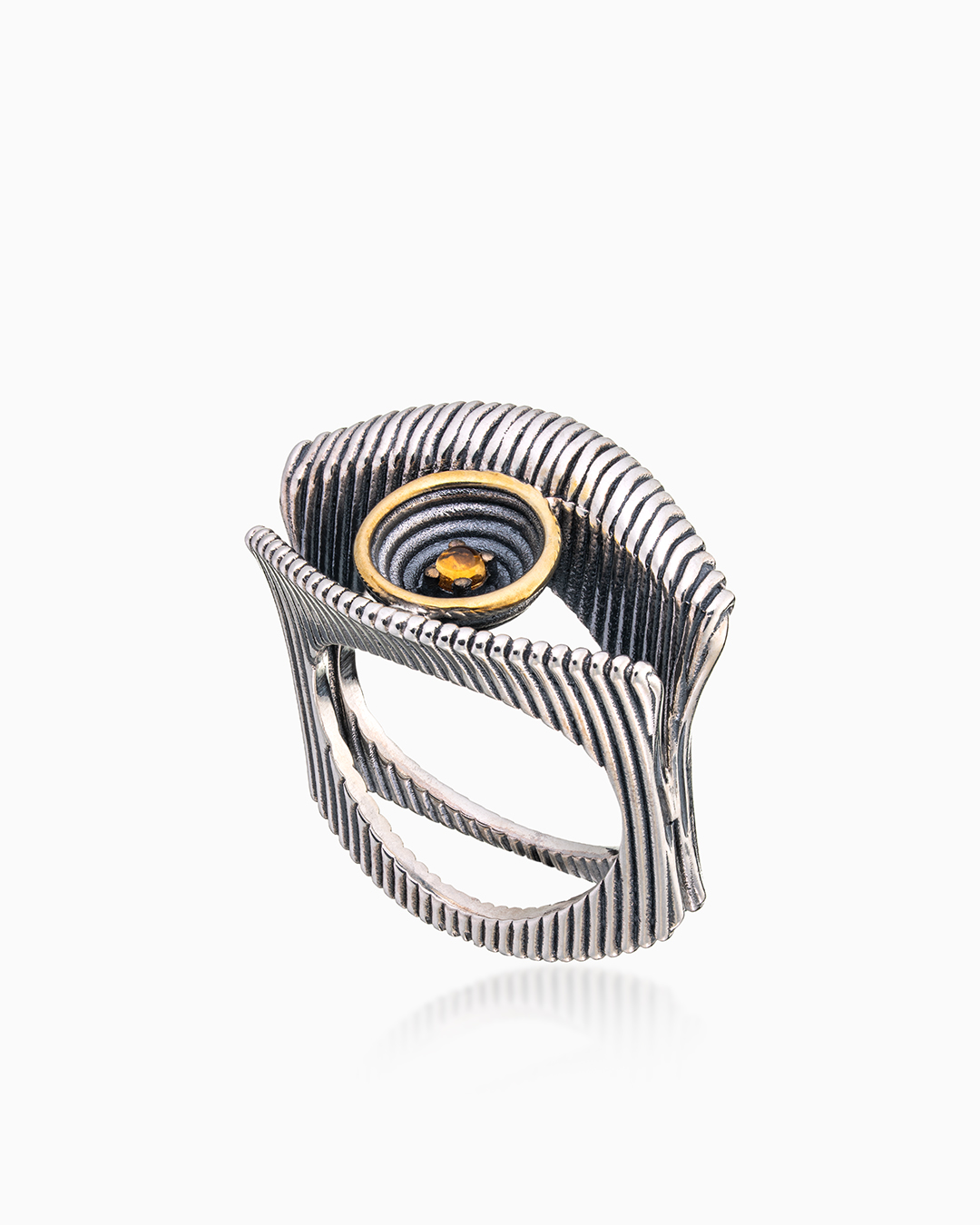 Кольцо из серебра с камнем цитрин - фото 1