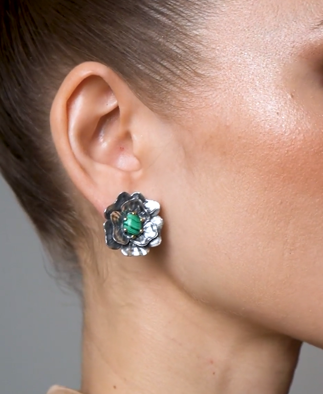 Серьги с малахитом из серебра | Ювелирные украшения Sarkissian - фото 8 d