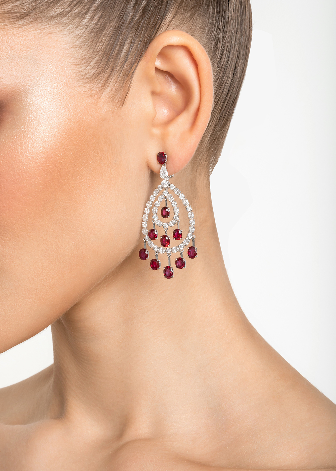 Серьги из золота с камнем рубин - фото 2