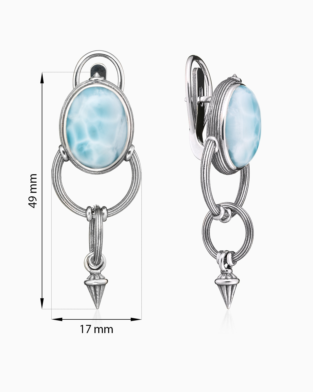 Серьги из серебра с камнем ларимар | Ювелирные украшения Sarkissian - фото 4