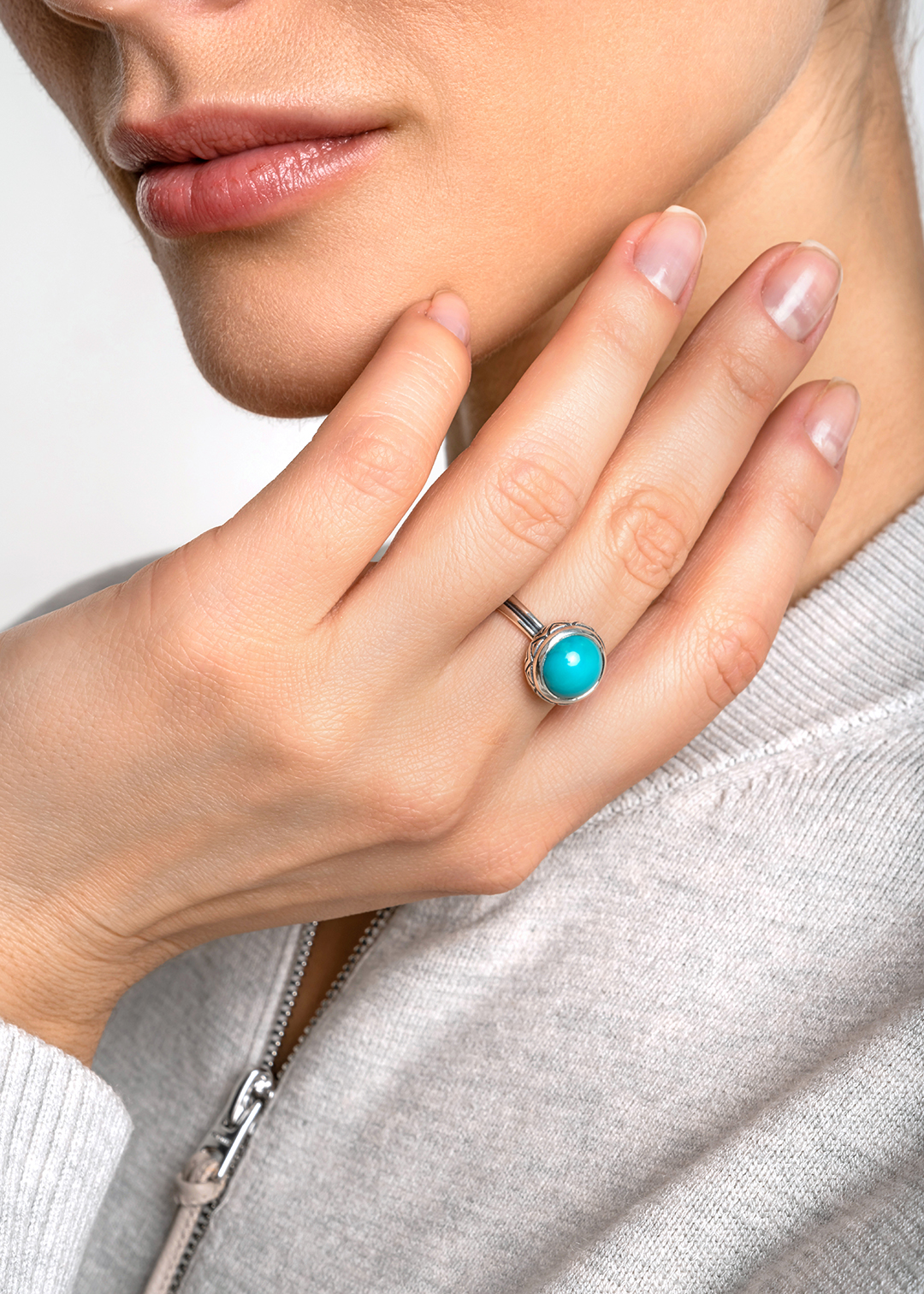 Кольцо из серебра с камнем бирюза - фото 1