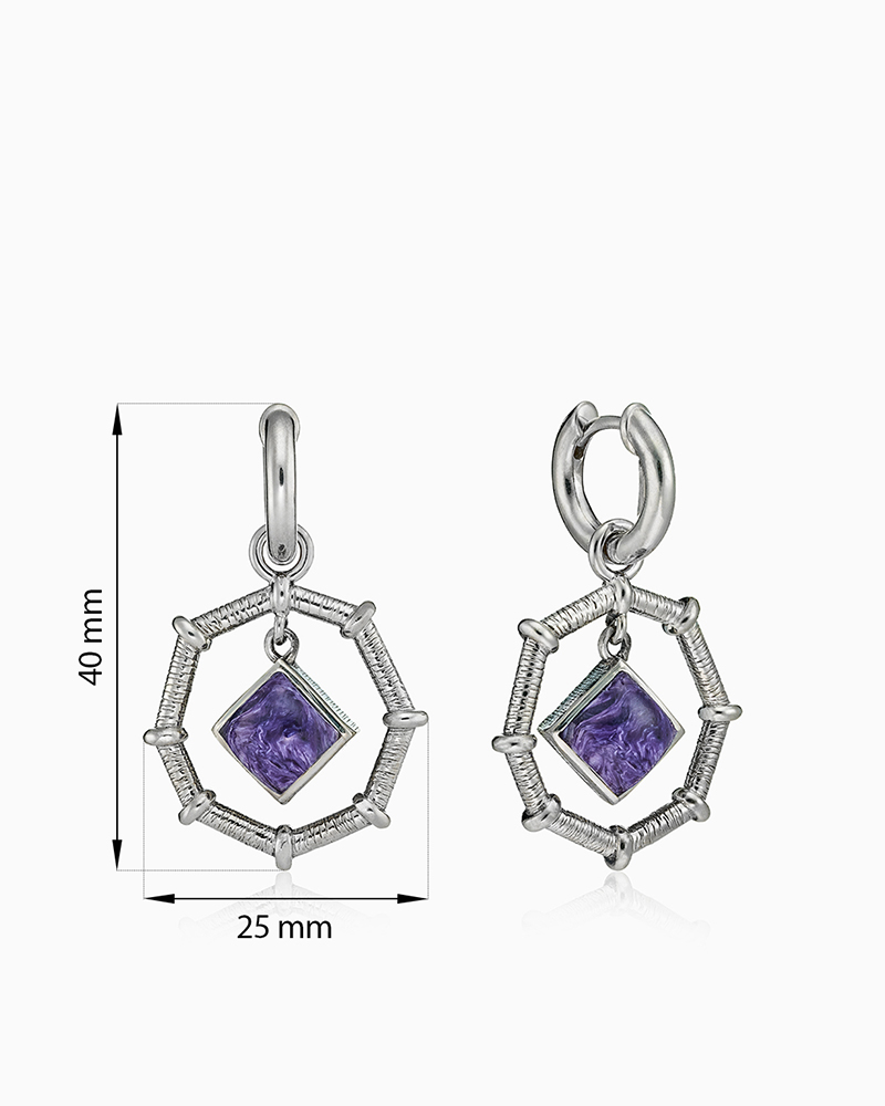 Cеребряные серьги с чароитом | Ювелирные украшения Sarkissian - фото 4