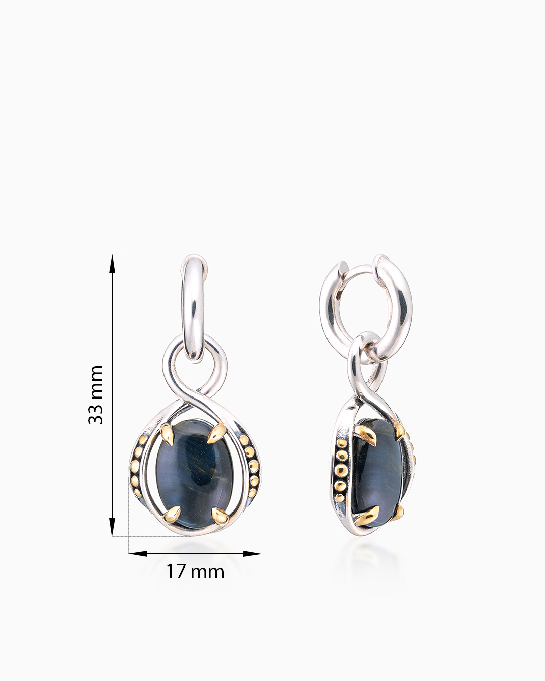 Серьги из серебра с камнем питерсит - фото 2