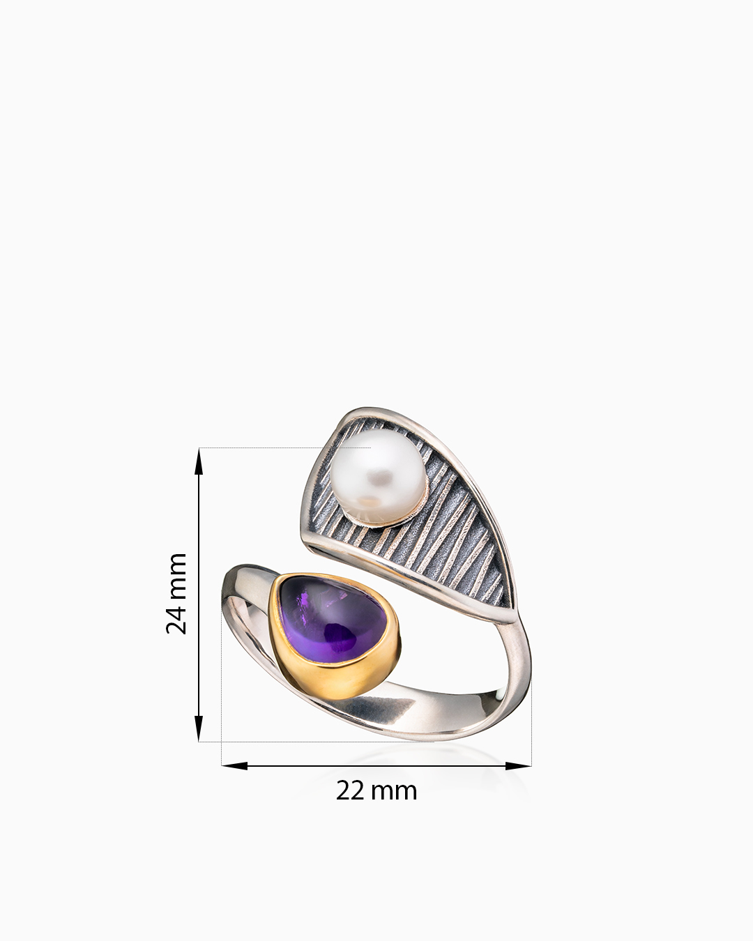 Кольцо из серебра с камнем аметист | Ювелирные украшения Sarkissian - фото 8