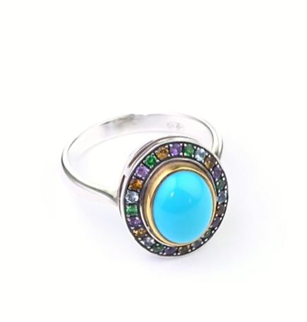 Кольцо из серебра с камнем бирюза | Ювелирные украшения Sarkissian - фото 6 d