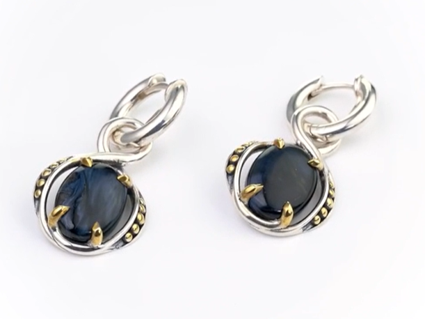 Серьги из серебра с камнем питерсит | Ювелирные украшения Sarkissian - фото 2 d