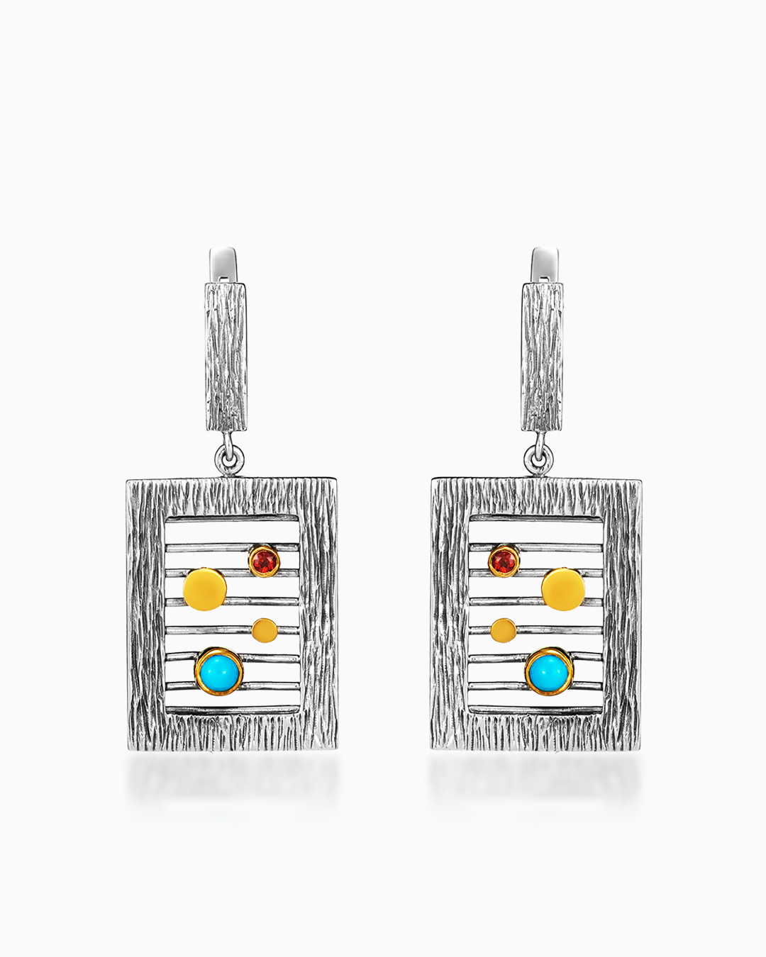 Серьги из серебра с камнем бирюза - фото 1