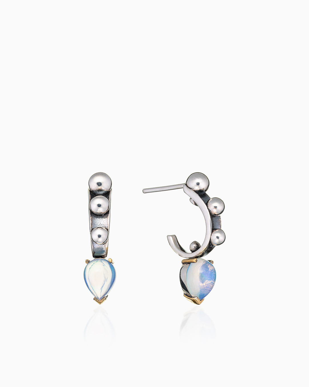 Серьги из серебра с камнем опал - фото 1