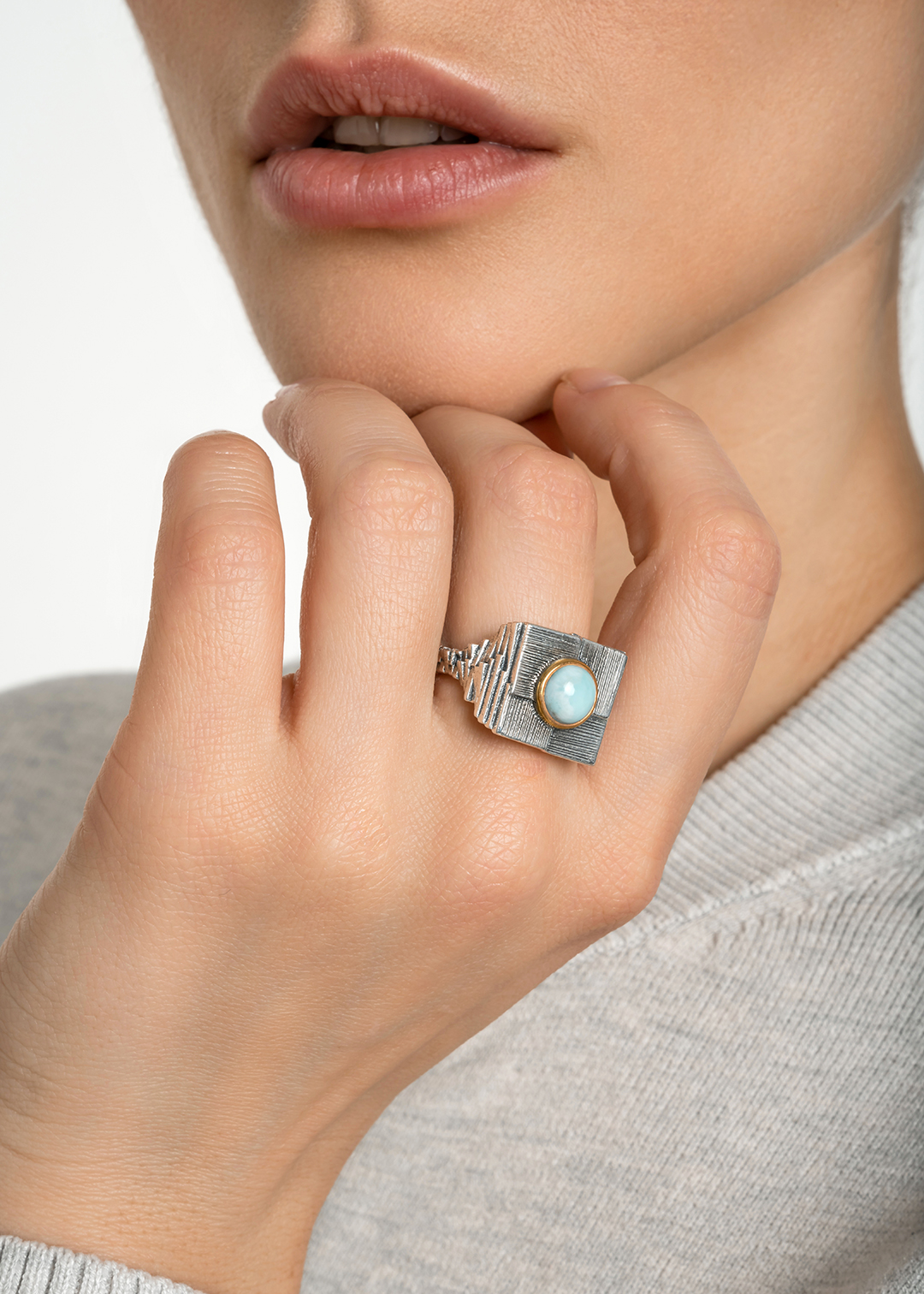 Кольцо из серебра с камнем ларимар | Ювелирные украшения Sarkissian - фото 12