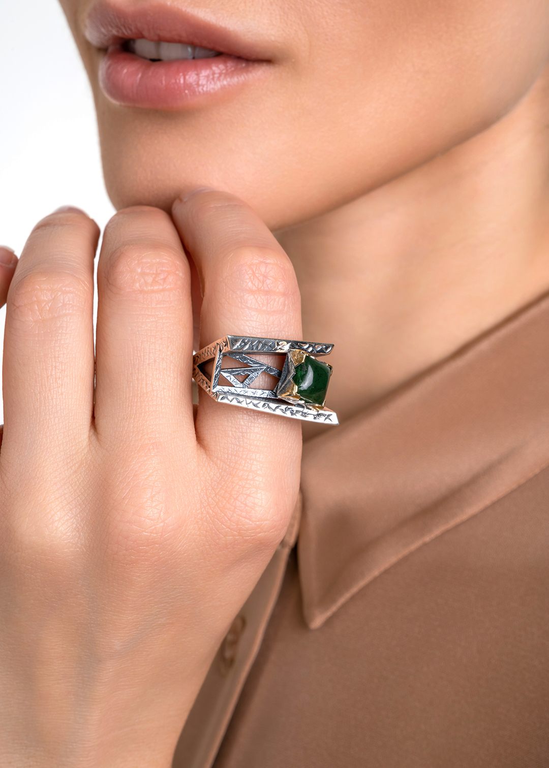 Cеребряное кольцо с камнем нефрит | Ювелирные украшения Sarkissian - фото 14