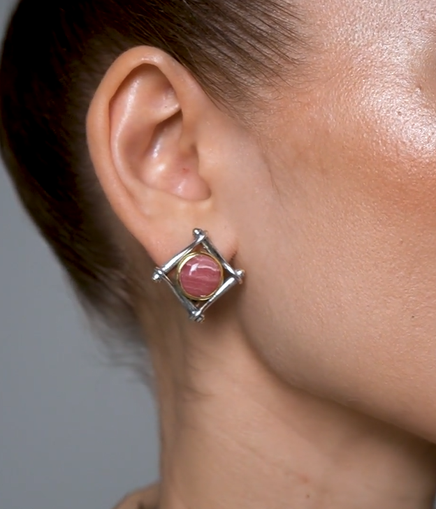 Серьги из серебра с камнем родохрозит | Ювелирные украшения Sarkissian - фото 10 d
