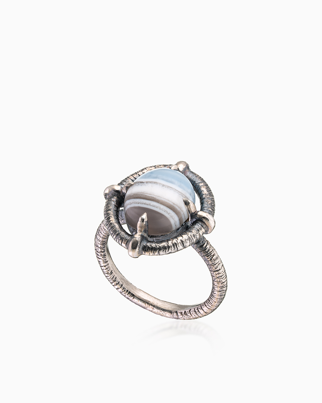 Кольцо из серебра с камнем агат - фото 1