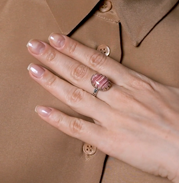 Кольцо из серебра с камнем родохрозит | Ювелирные украшения Sarkissian - фото 10 d