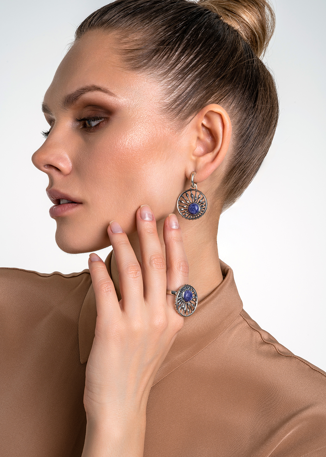 Серьги из серебра с камнем чароит | Ювелирные украшения Sarkissian - фото 15